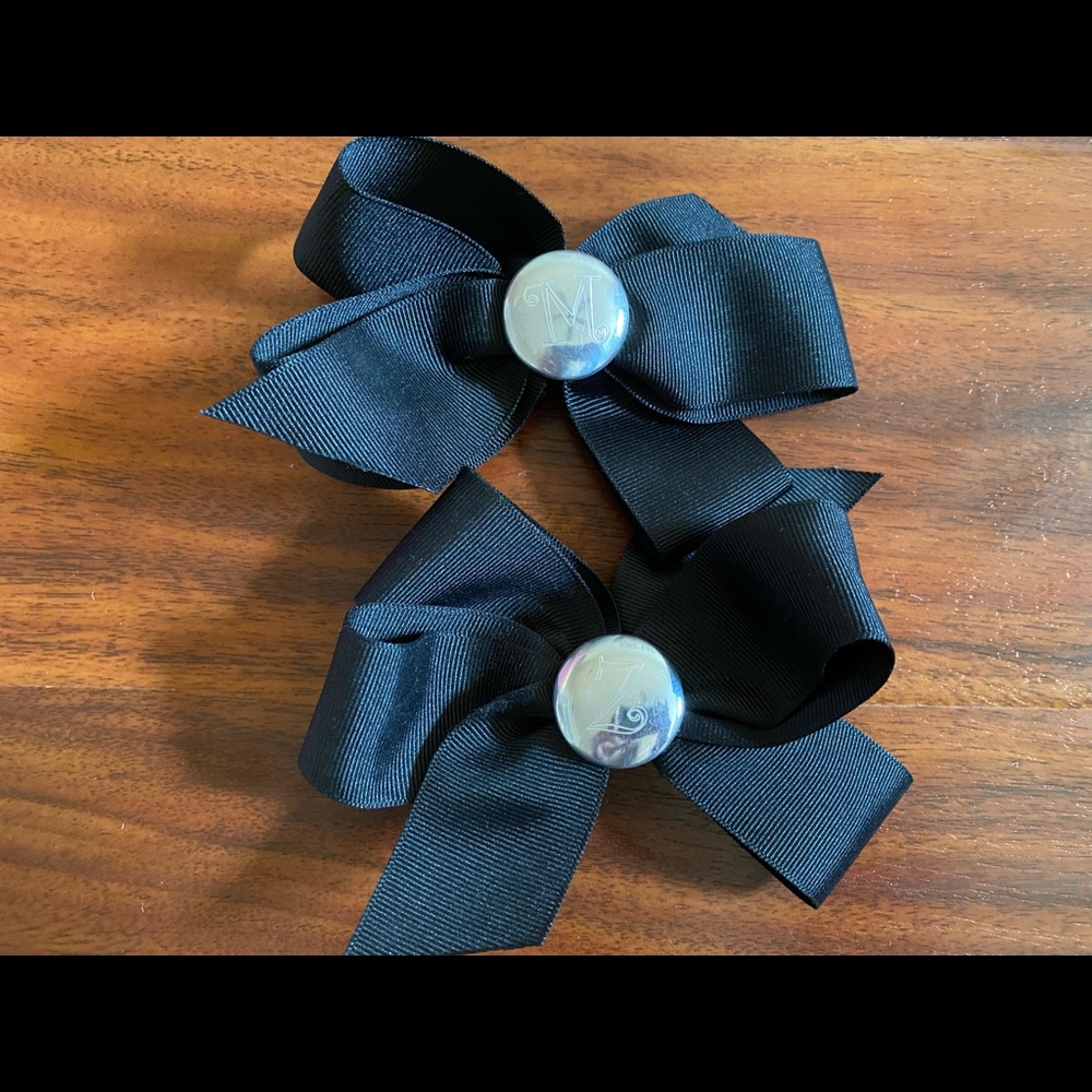 Girl’s M and Z Initial Black Hair Bows